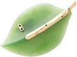 14K Yellow Gold Chrysoprase coral pearl Leaf Brooch reverse