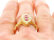 Wearing 0.75 ct Ruby and 1.55ct Diamond, 18 ct Yellow Gold Dress Ring