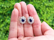 Sapphire Cluster Stud Earrings White Gold outside