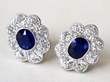 antique Sapphire Cluster Stud Earrings White Gold