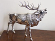 Large Antique Silver Stag Sugar Box Ornament in Natural Light