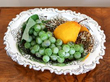 Chinese Silver Fruit Dish with fruit in it