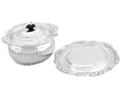 Georgian Biscuit Box in Sterling Silver next to tray