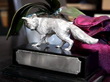 Vintage Silver Fox ornament on plinth