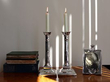 antique Silver Corinthian Column Candlesticks lit