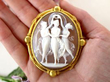 yellow gold Victorian Three Graces Cameo Brooch