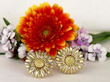 Gold Daisy Earrings with Flowers