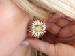 Asprey Bicolour Gold Daisy Earrings in Earlobe