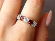 Ruby and Diamond Five Stone Ring wearing