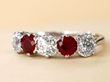 platinum Ruby and Diamond Five Stone Ring