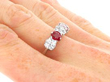 Ruby and Diamond Five Stone Ring on hand