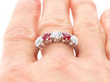 Ruby and Diamond Five Stone Ring on finger