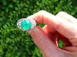Cabochon Emerald and Diamond Cocktail Ring outside