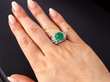 Cabochon Emerald and Diamond Cocktail Ring on hand
