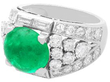 Cabochon Emerald and Diamond Cocktail Ring in platinum