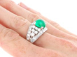 Cabochon Emerald and Diamond Cocktail Ring in platinum wearing