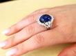 No Heat Sapphire Cluster Ring with Diamonds wearing