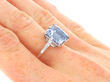cornflower sapphire platinum ring on finger