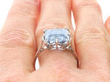 cornflower sapphire platinum ring being worn