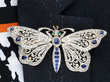 Wearing Large Victorian Sapphire and Diamond Butterfly Brooch