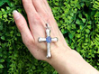 Vintage Sapphire Cross Pendant in Platinum outside
