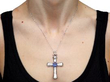 sapphire cross pendant wearing