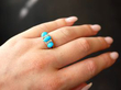 Victorian Turquoise Ring in Gold on finger