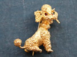 Vintage Yellow Gold Poodle Brooch with Garnets