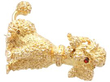 garnet yellow gold poodle brooch side