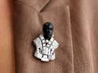 Art Deco diamond dyed quartz palladium brooch wearing