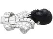 Art Deco diamond dyed quartz palladium brooch side