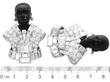 Art Deco diamond dyed quartz palladium brooches size