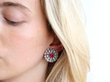 En Tremblant Setting Ruby and Diamond Earrings in Ear