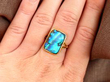 Black Opal Cameo Ring in Yellow Gold wearing