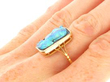 Black Opal Cameo Ring in Yellow Gold on hand