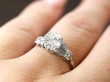 Art Deco Diamond Solitaire Ring in Platinum being worn