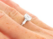 Asscher Diamond Solitaire in Platinum being worn