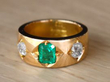 antique Emerald and Diamond Gold Band