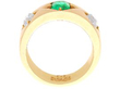 Emerald and Diamond Gold Band side