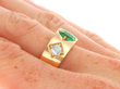 Emerald and Diamond Gold Band being worn
