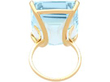 Gold Emerald Cut Aquamarine Ring back