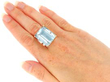 Gold Emerald Cut Aquamarine Ring wearing