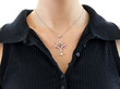 1930s Pearl and Diamond Pendant Necklace wearing
