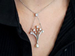 1930s Pearl and Diamond Pendant Necklace being worn