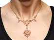 yellow gold Victorian Seed Pearl Necklace wearing