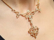 yellow gold Victorian Seed Pearl Necklace being worn