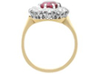 Cushion Cut Ruby and Diamond Cluster Ring side