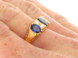yellow gold Victorian Style Sapphire and Diamond Ring wearing