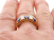 Victorian Style Sapphire and Diamond Ring on hand