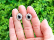 Antique Oval Sapphire and Diamond Earrings outside